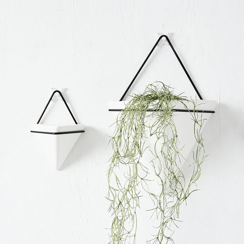 

Innovative Hanging Planter Vase Ceramic Flower Pot Geometric Wall Decor Container Succulent Plants Home Hotel Office Wall Decor