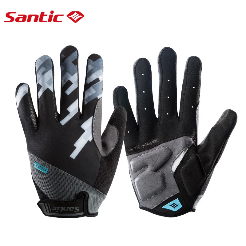 

Santic Cycling Gloves Men Full Finger with Touch Function Quick Dry Windproof Shockproof for Spring Autumn Long Finger Glove