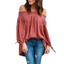 Women Blouse Elegant Bow Slash Neck Off Shoulder Female Blouse Shirt Sexy Summer Women Tops Striped Blusas WS4314V