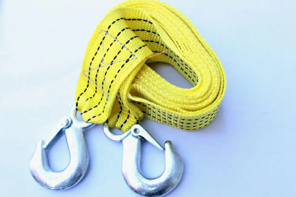 سيارة حبل للسحب الأشرطة مع السنانير 3 طن 3 متر عالية الطوارئ حبل قطر وصلة كابل الثقيلة الانتعاش تأمين اكسسوارات