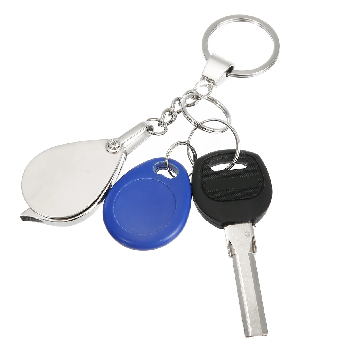 New Folding Magnifying Glass 8X Jewelry Stamp Postcard Magnifier Eyes Glass Loupe Lens Metal Frame with Keychain