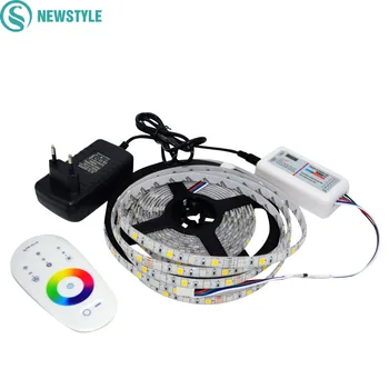 

5M RGBW RGBWW 5050 SMD LED Strip DC12V 60led/m Flexible Light Strip Diode Tape+RF Remote Controller+ 12V 3A Power Adapter