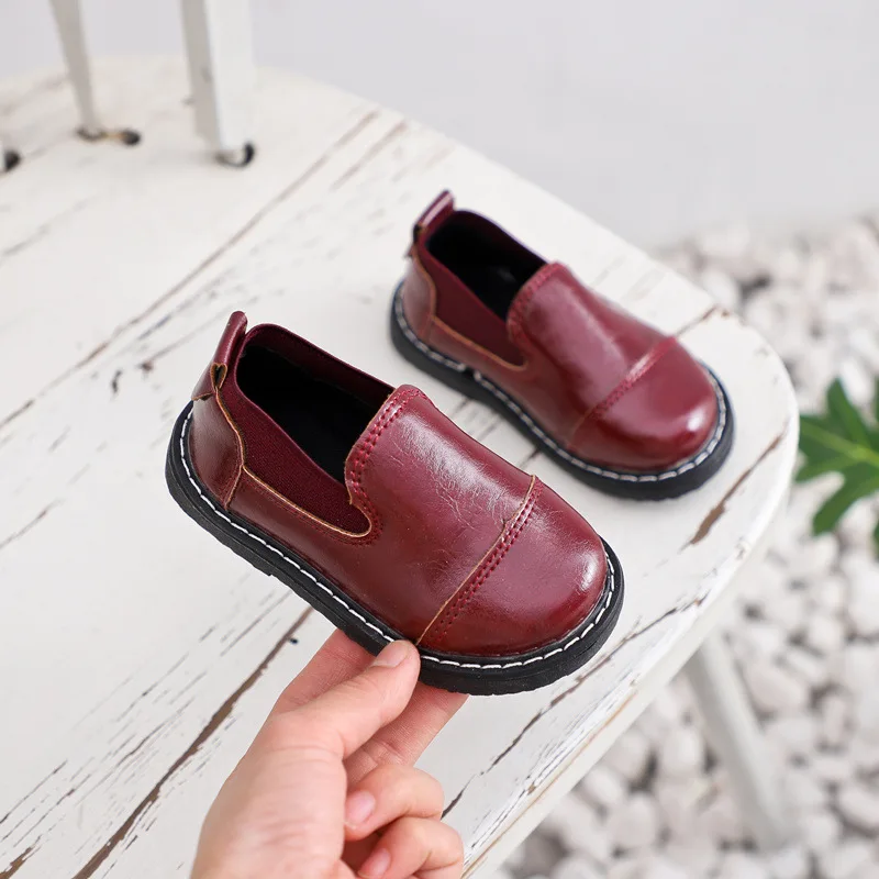 

Fashion Boys Leather Shoes British Style School Performance Kids Wedding Party Shoes Red Black Casual Children Moccasins Shoes