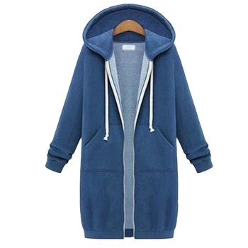 

Winter Lady Warm Long Sleeve Hoodie Long Sweatshirt Pocket Fashion Outerwear