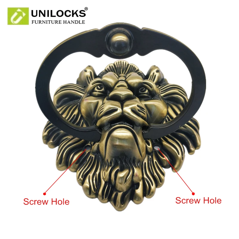 UNILOCKS старинный лев дверной молоток Львиная голова дверные носилки Львы домашний декор включая винты