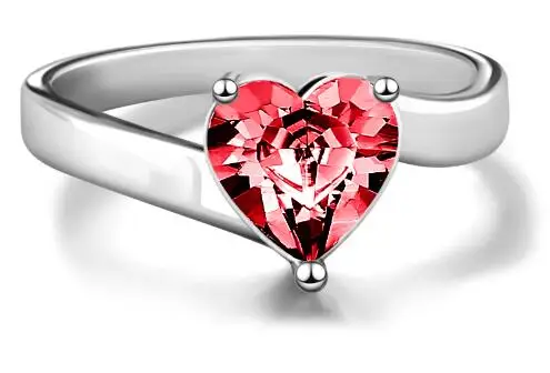 

Personalized Heart Birthstone Promise Ring With Engraving Silver