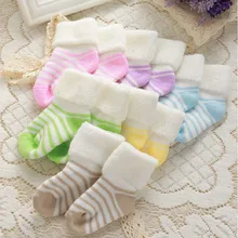 Soft Cotton Baby Socks Winter Thickening Warm Children’s Infant Newborn Sock Stripe Unisex Boy Girl Socks Hosiery For 0-1 Year