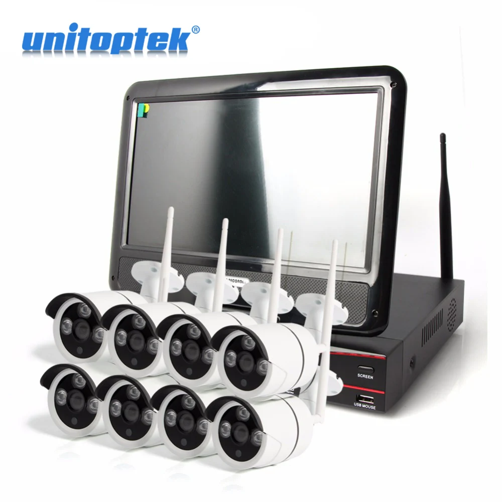 

8Ch 720P WIFI Camera With 10.1 Inch HD Color LCD NVR Plug And Play Night Vision Surveillance System P2P Outdoor Wireless Kits