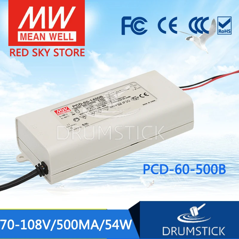 

MEAN WELL PCD-60-500B 108V 500mA meanwell PCD-60 108V 54W Single Output LED Switching Power Supply
