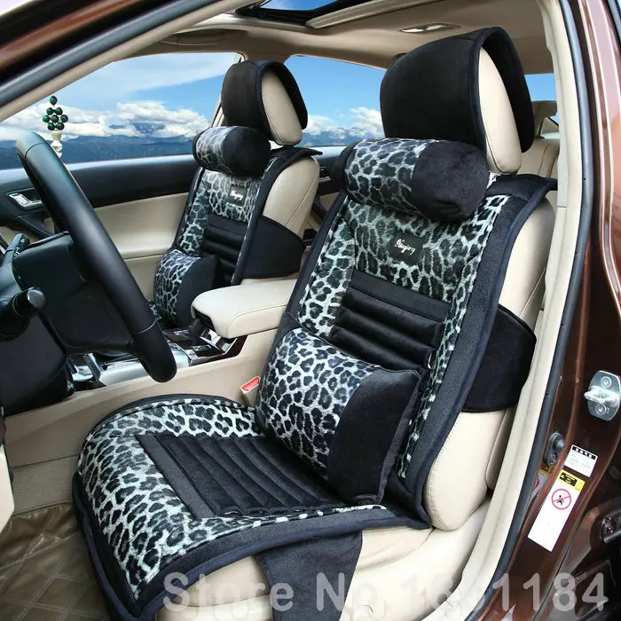 Calssic Snow Leopard Print General Car Seat Cushion PU Leather Velvet