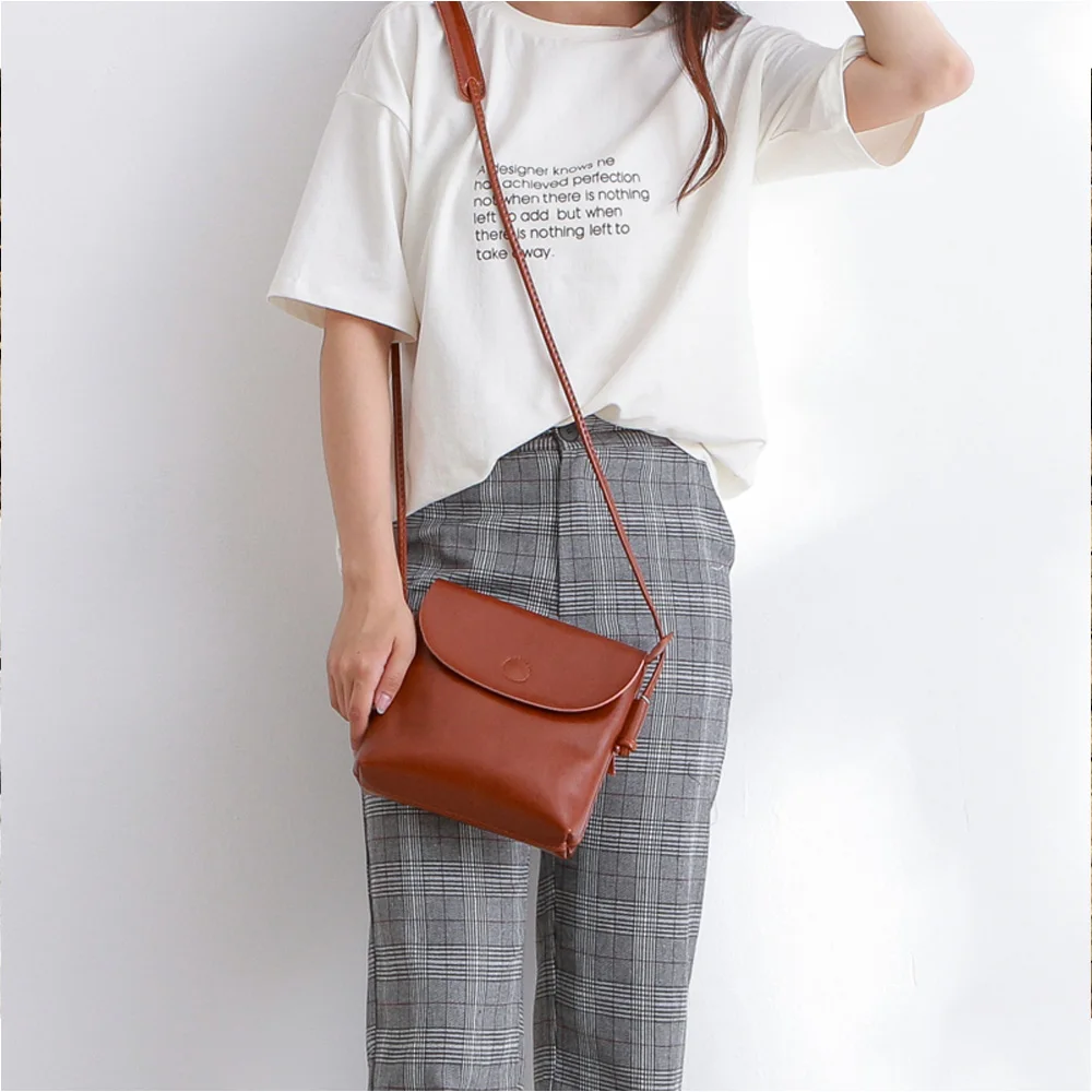 Zency 100% Genuine Leather Women Messenger Purse Casual Flap Classic Brown Lady Shoulder Crossbody Bag Black Super Quality Black 3