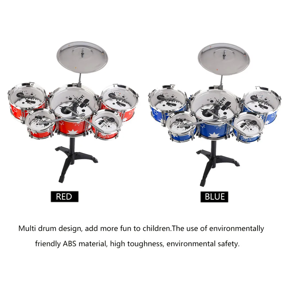 

Plug Size Lightweight Mini Children Kids Practicing Drum Instrument Portable ABS Stainless Steel Drum Set With Chair 2019 NEW