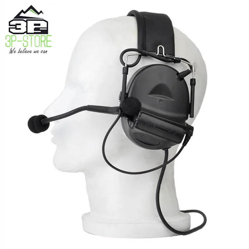Fone de Ouvido Fones com Couro Headhand para a Caça Comtac Rádio Anti Ruído Preto Z041 bk ii 5 Cheap Fones de Ouvido tático & Acessórios