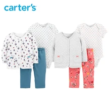 Carter s 3Pcs Little Jacket Set Autumn winter long sleeve cardigan bodysuit pants baby girl clothes