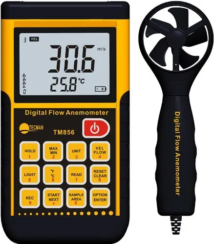 

TM856 anemometer wind speed meter with Temperature range -10-45 C