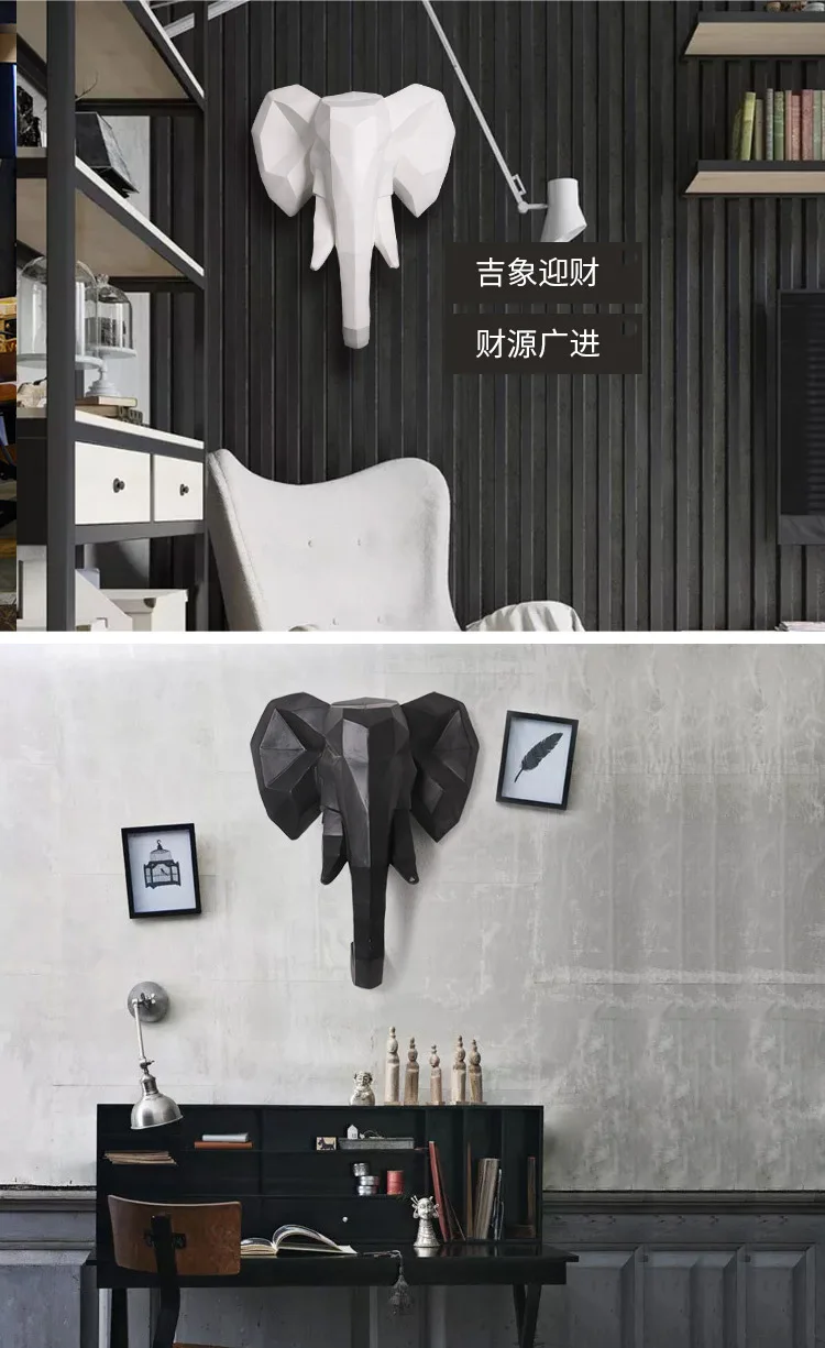 Животные настенный Декор 3D голова оленя Hirschkopf художественный салон Гостиная Офис детская комната белый и черный короткий фон