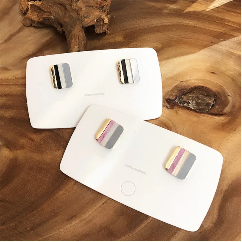 

Korea Earrings Colored Geometric Metal Contrast Color Square Fashion Female Ear Rings 2019 Bohemian Ethnic Style Vintage Earring