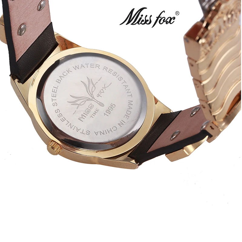 Miss Fox золотые часы Женское платье цветок Артикул Montre Homme Marque De Роскошная нержавеющая сталь задняя Водонепроницаемость Relogio Feminino