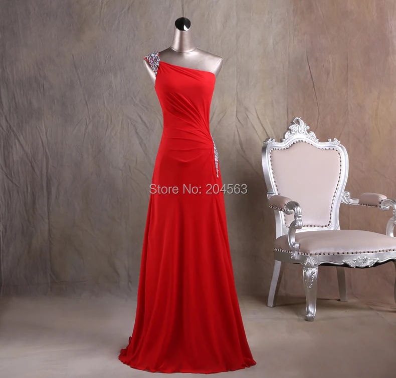 

Real Picture Simple Bridesmaid Dresses with Crystal Red Bridesmaid Dress for Wedding Event can Custom Made Color