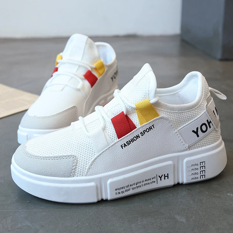 

White Women Shoes Women Sneakers Woman 2019 Spring New Korean Mesh Womens Shoes Harajuku Lace Up Casual Shoes Zapatos De Mujer