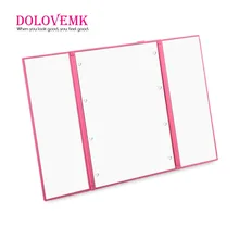 Tri Fold Adjustable Led Lighted Travel Mirror 8 LEDs Touch Screen Make-up Mirror Compact Pocket Rosa Mirror for Beauty Makeup