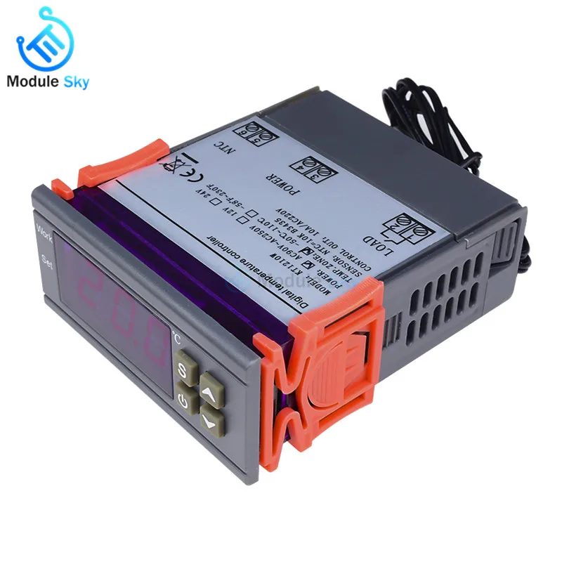 

MH1210W 110V 220V Digital Temperature Thermostat Regulator Controller -50~110 Celsius Adjustment Control NTC Sensor 90-250V 10A