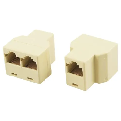 

GTFS-New 2 Pcs khaki Plastic 3 Way RJ45 LAN Network Ethernet Splitter Connector