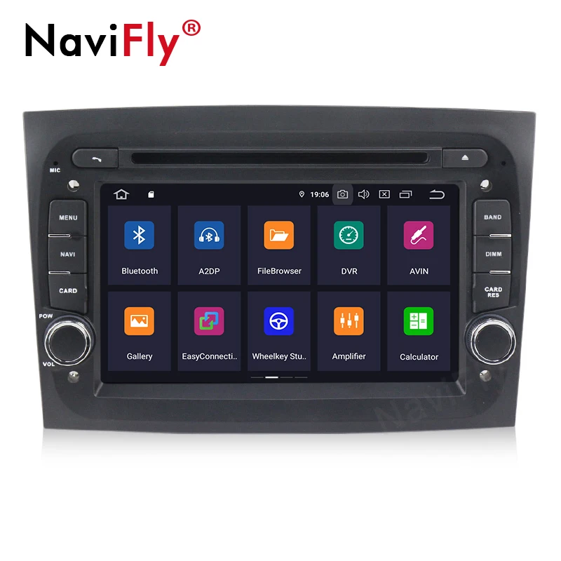 Perfect NaviFly IPS Screen DSP Android9.0 HD 1024*600 CAR DVD player gps navigator for Fiat Doblo 2016 car DAB OBD2 DVR view camera 2