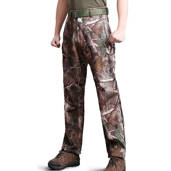 Refire gear тактические Мягкие Водонепроницаемые камуфляжные штаны мужские зимние теплые военные армейские штаны повседневные теплые флисовые брюки - Цвет: Tree Camo