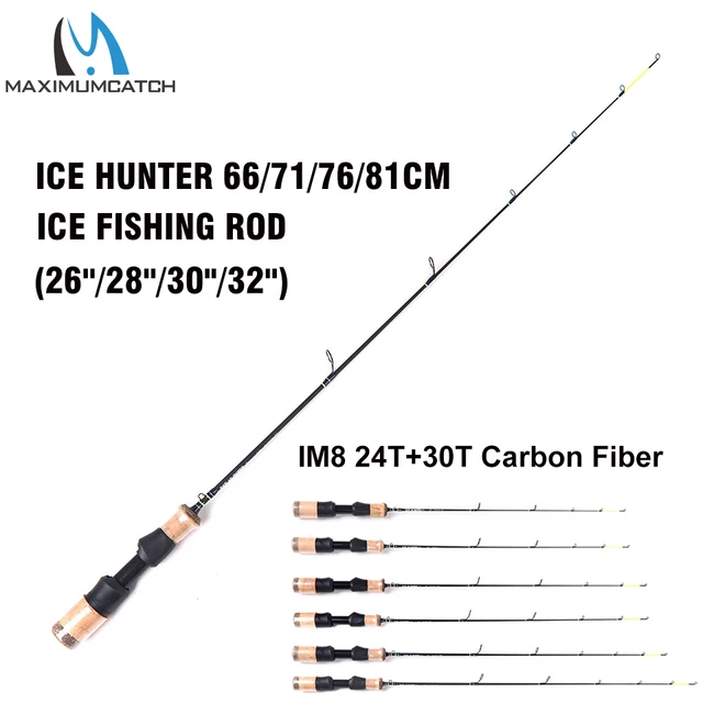 Cheap Maximumcatch Ice Hunter Fishing Rod 24T+30T Carbon Fiber Spinning Fishing Rod with Reel Combo 66/71/76/81cm Ice Rod 