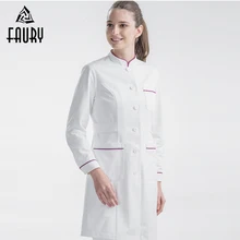 Одежда для работы с врачами; сезон весна-лето; женские белые пальто с длинными рукавами; Аптечная лаборатория; салон красоты; Больничная медицинская форма