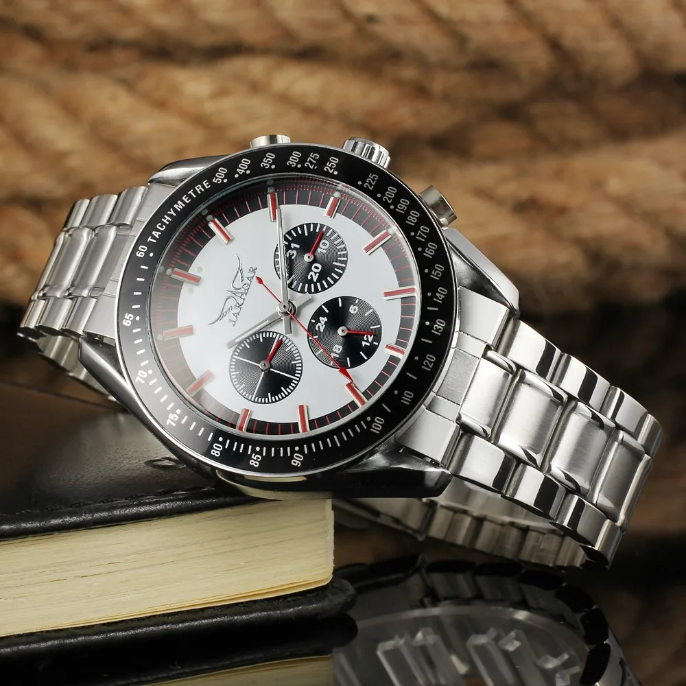 

JARAGAR 6 Hand Day Date Stainless Steel Band Automatic Mechanical Male Wristwatch Mens Clock Reloj Hombre