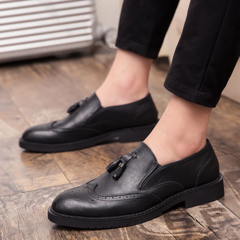 tassel mens vintage shoes italian brand genuine leather formal business wedding handmade male footwear brogue oxfords for men (9)