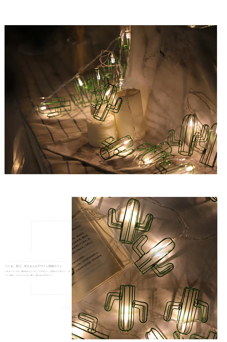 20 светодиодный Сказочный простой металлический кактус на батарейках гирлянды 3 м светодиодный Декор для рождественской гирлянды на окно abajur