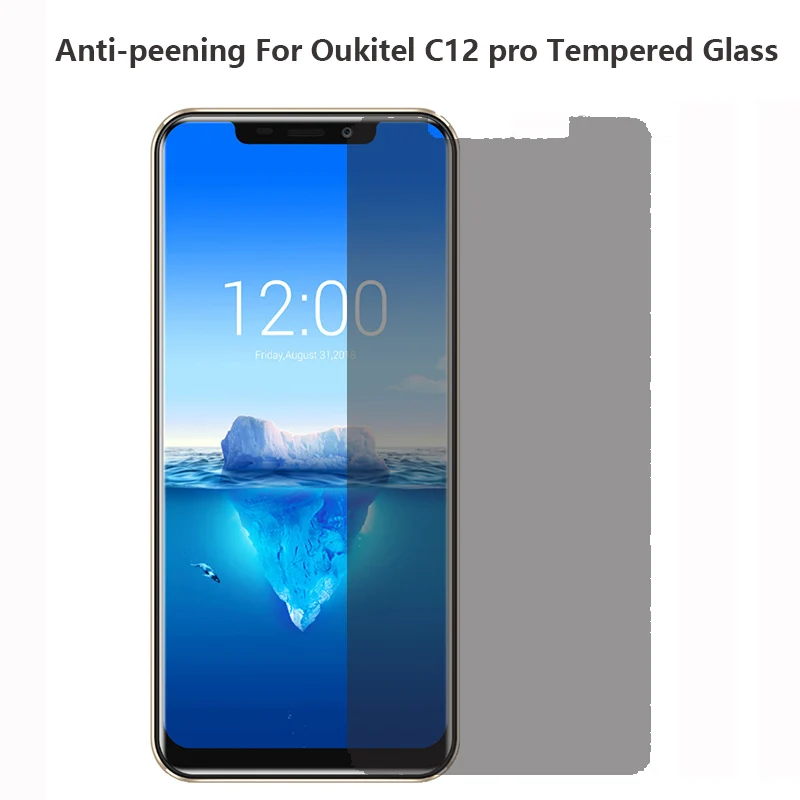 

Anti Glare OUKITEL C12 Pro Smartphone Tempered Glass Screen Protector Privacy For OUKITEL C12pro 6.18 inch Anti-peening Glass