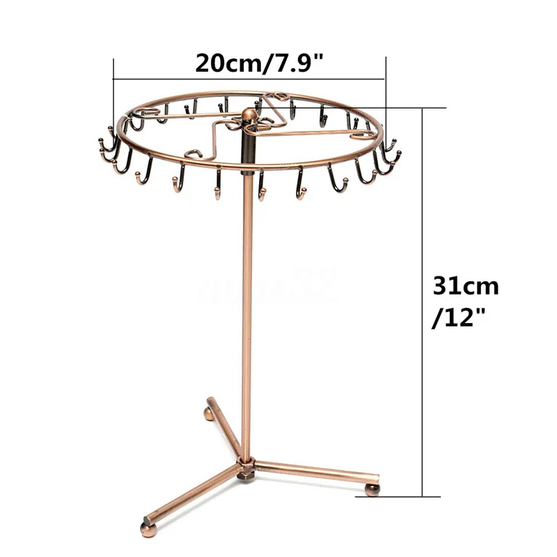 Ювелирные изделия вращающееся кольцо Дисплей держатель Органайзер ожерелье стойка 23 крючка