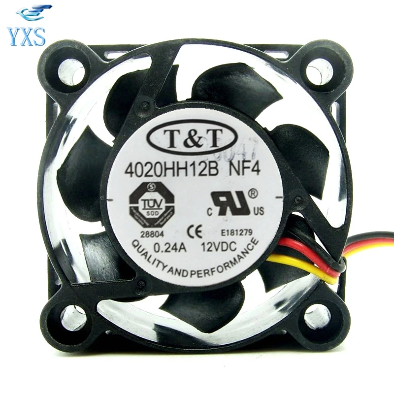 4020HH12B NF4 DC 12V 0 24A 4020 4CM 40 40 20mm 3 Wires CPU Double Ball 