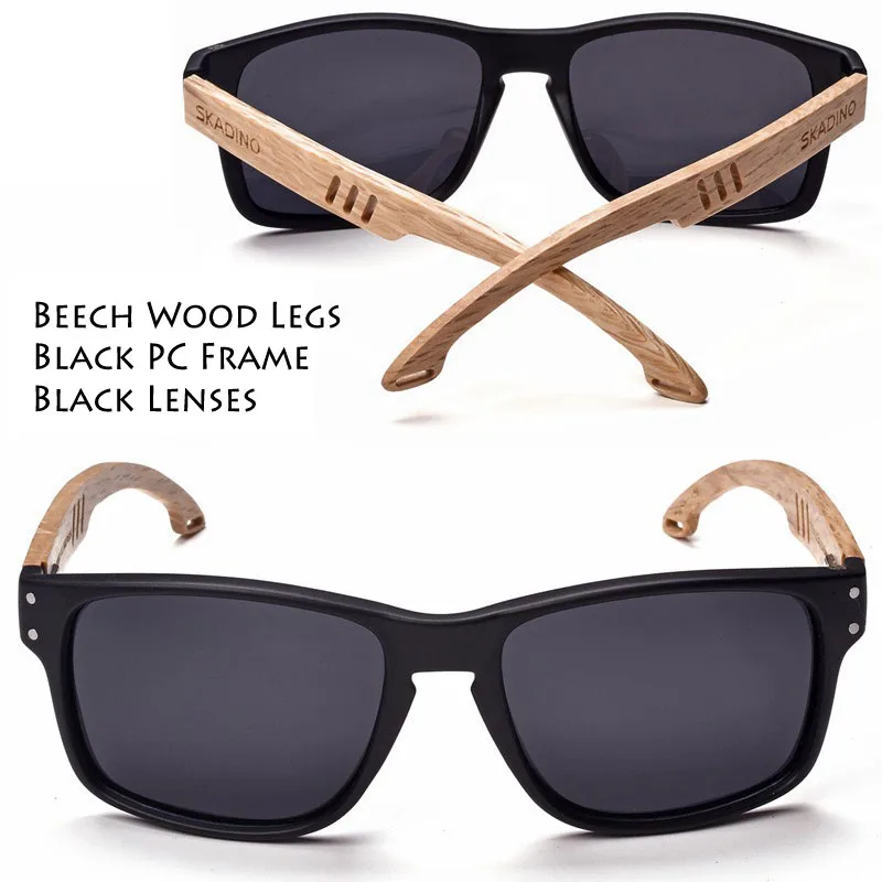 SKADINO бука мужские солнцезащитные очки поляризованные деревянные солнцезащитные очки для женщин синий зеленый объектив ручной работы моды Марка Прохладный UV400 - Цвет линз: S1060C01