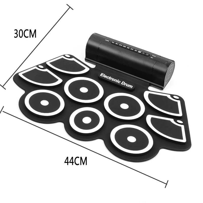 

IRIN Portable 9 Pads Roll Up Drum Built In Battery Drumsticks Foot Pedals Foldable Small Electronic Drum Electric Instruments