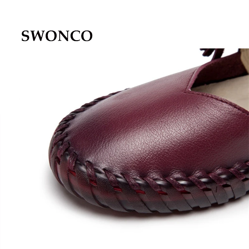 Mocassins 2018 En Main Dames Swonco black Cuir Plat La purple Chaussures Véritable Femmes Beige De Gland Vintage Appartements À 8ON0vnmw