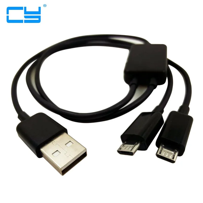 50cm 1.5ft Short USB A Male to Dual Micro USB Cable Data Charging