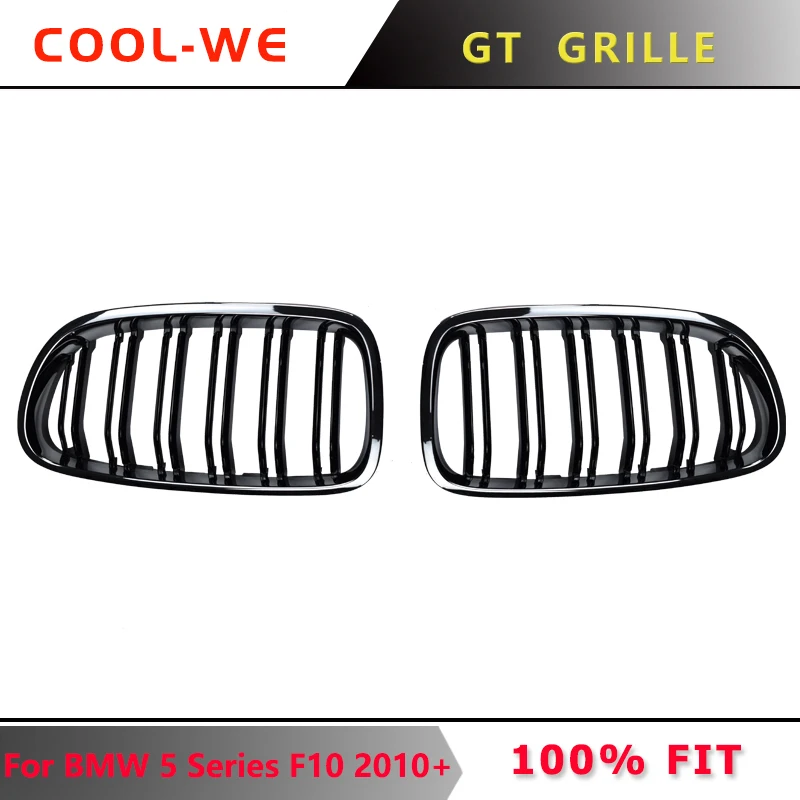 Best for BMW F10 F11 F18 5 Serie Kidney Grill Racing Grille Flat Black Double line 2010+