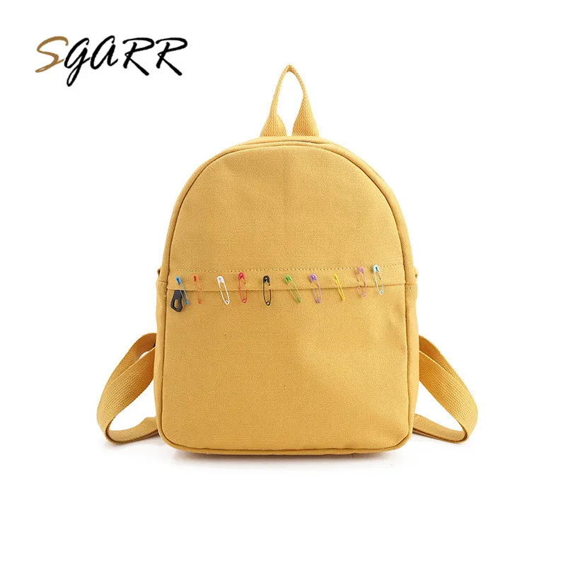 

SGARR Brand Women Backpacks Canvas Female Teenager Girls School Backpacks Yellow Travel Small Quality Cheap Schoolbag Backpack