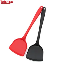 

Tebrigo 1 Pc Non-Stick Turner Silicone Spatula Heat-Resistant Long Handle Silicone Turner Kitchen Cooking Utensils
