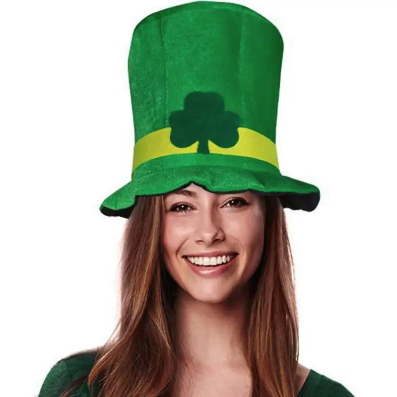 Irish Traditional Festival Costume Set Cap Headgear Shoulder Strap Kit Clover Irish St. Patricks Day Decoration for Adults