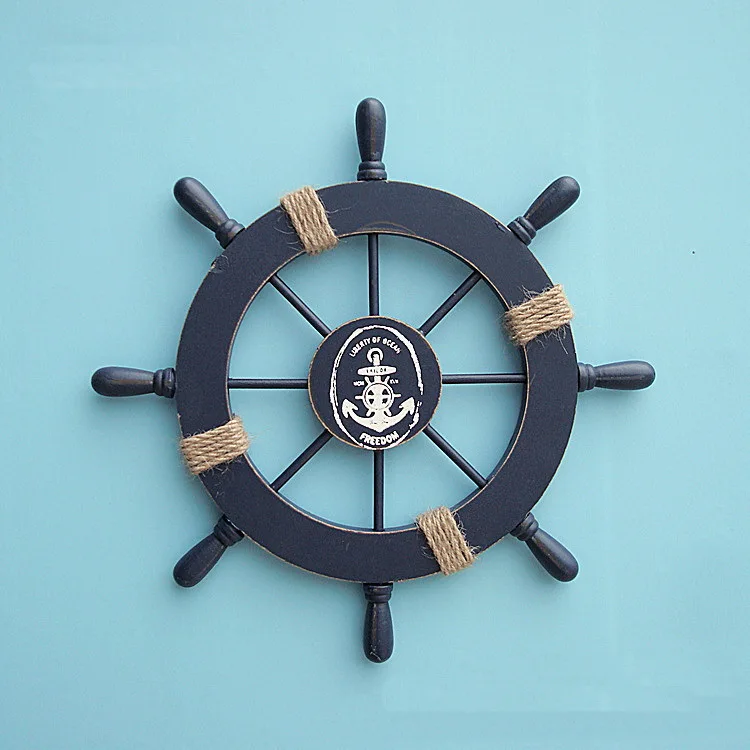 Nautical Decor 11" Wood Navy Rudder Boat Ship Wheel Beach House