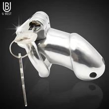 QIN HUAI New Penis Ring Chastity Belt Device Stainless Steel Cock Cage Chastity Belt Male Penis Lock for Men Adult Products stainless steel chastity device with silicone catheter pants for men chastity belt dual lock cock cage penis sleeve sex products