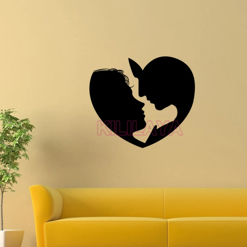 Vinyl Walls Sticker Couple in Love Heart Wall Stickers for Living Room