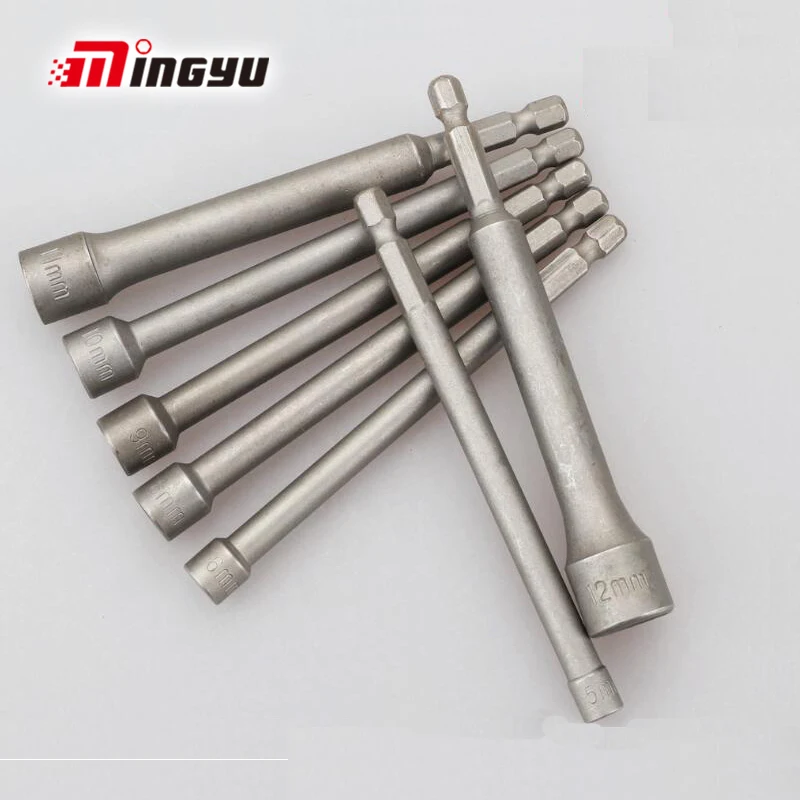 sourcingmap 1//4-Inch Shank 18mm Hex Socket Magnetic Nut Driver Bit Adapter Gray
