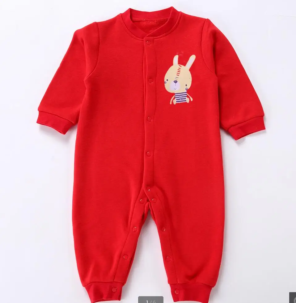 red rabbit Детский комбинезон; зимняя плотная теплая одежда для маленьких мальчиков и девочек; флисовая одежда с длинными рукавами для малышей; стеганый Детский комбинезон - Цвет: red rabbit